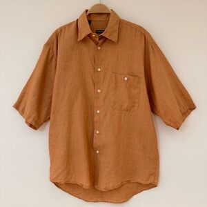 Gitman Brothers 100% Imported Linen Burnt Orange Casual Button Down Shirt Size M